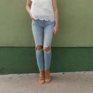 Free People We the Free High Waist Ripped Ankle Skinny Jeans Size 24